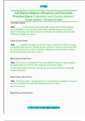 LA Claims Adjuster Property and Causality  Practice Exam 1 Questions and Correct Answers&sol;  Latest Update &sol; Already Graded