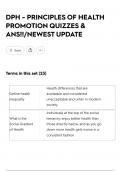 DPH - PRINCIPLES OF HEALTH PROMOTION QUIZZES & ANS&excl;&excl;&sol;NEWEST UPDATE