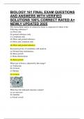 BIOLOGY 161 FINAL EXAM QUESTIONS AND ANSWERS WITH VERIFIED SOLUTIONS 100&percnt; CORRECT RATED A&plus; NEWLY UPDATED 2025