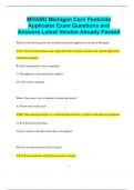 MDARD Michigan Core Pesticide Applicator Exam Questions and Answers Latest Version Already Passed