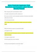 Idaho Pesticide Applicator Quiz Questions and Answers Latest Version  Already Passed