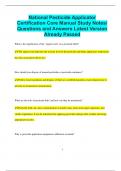National Pesticide Applicator  Certification Core Manual Study Notes&sol; Questions and Answers Latest Version  Already Passed