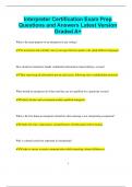 Interpreter Certification Exam Prep Questions and Answers Latest Version  Graded A&plus;