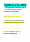 Ornamental&sol;Turf Pesticide Applicator's License Exam Study Guide Questions and Answers Latest Version Rated A&plus;