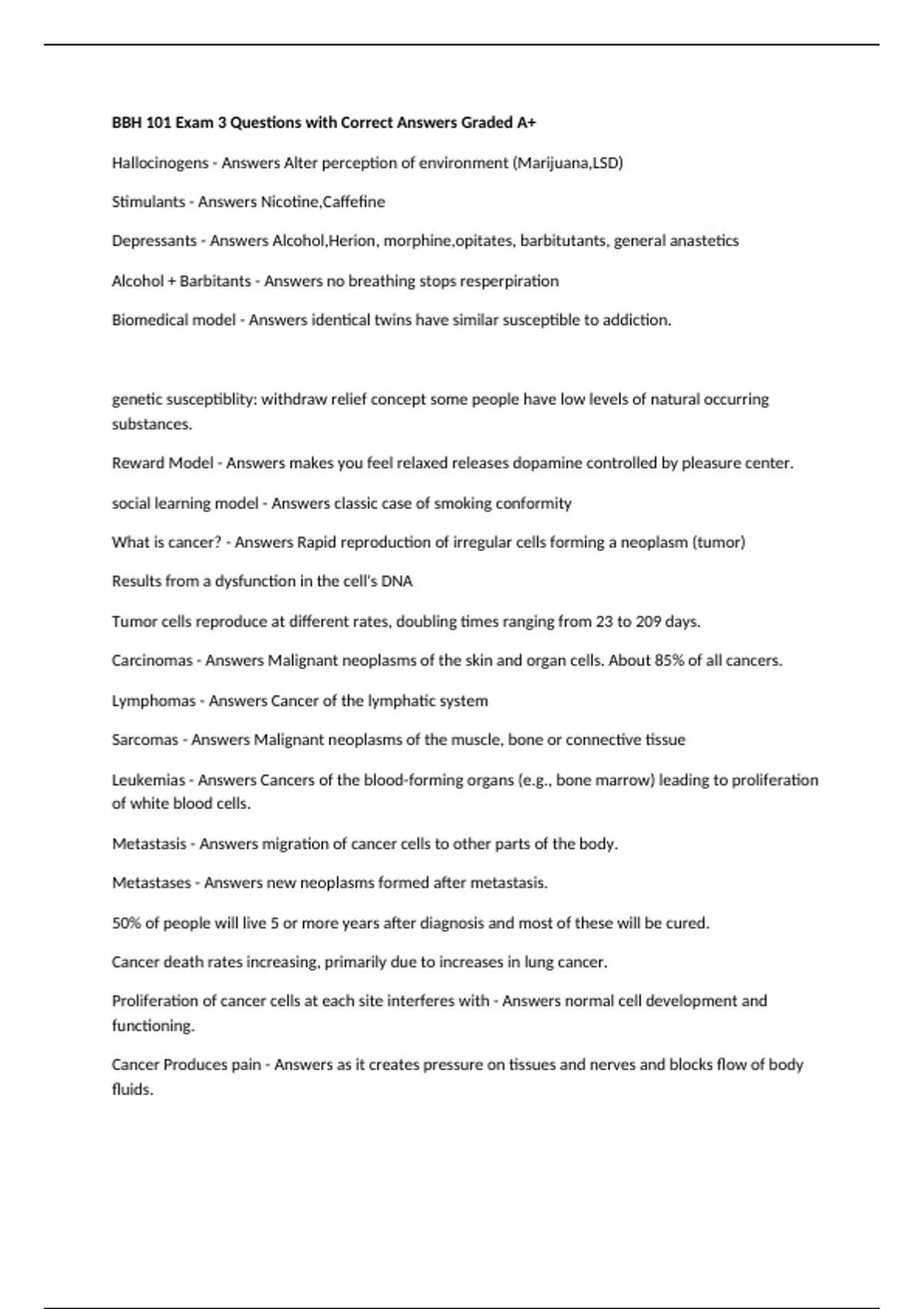 BBH 101 Bundled Questions and Answers Latest Update 2025/2026 - Stuvia US