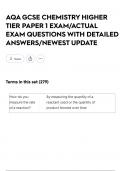 AQA GCSE CHEMISTRY HIGHER TIER PAPER 1 EXAM&sol;ACTUAL EXAM QUESTIONS WITH DETAILED ANSWERS&sol;NEWEST UPDATE