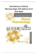 Test Bank for Roach&rsquo;s Introductory Clinical Pharmacology 12th Edition By Susan M Ford&comma; All Chapters Covered&comma;Complete Guide A&plus;&comma;Newest Version&period;