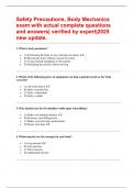 Safety Precautions&comma; Body Mechanics exam with actual complete questions and answers&vert; verified by expert&vert;2025 new update&period;