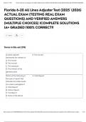Florida 6-20 All Lines Adjuster Test &lpar;2025 2026&rpar; ACTUAL EXAM &lpar;TESTING REAL EXAM QUESTIONS&rpar; AND VERIFIED ANSWERS &lpar;MULTIPLE CHOICES&rpar; &vert;COMPLETE SOLUTIONS &vert;A&plus; GRADED &vert;100&percnt; CORRECT&excl;&excl;