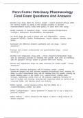 Penn Foster Veterinary Pharmacology Final Exam Questions And Answers