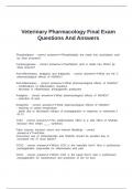 Veterinary Pharmacology Final Exam Questions And Answers