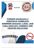 PUB2602 Assignment 3 PORTFOLIO &lpar;COMPLETE ANSWERS&rpar; Semester 1 2025 - DUE 8 May 2025&semi;100&percnt; CORRECT AND TRUSTED SOLUTIONS