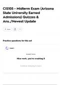 CIS105 - Midterm Exam &lpar;Arizona State University Earned Admissions&rpar; Quizzes & Ans