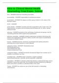 Intro to Clinical Mental Health Counseling Final Exam- Solved