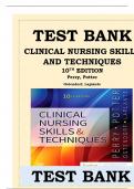 Test Bank For Clinical Nursing Skills and Techniques&comma; 10th Edition By Perry&comma; Potter&comma; Ostendorf&comma; Laplante Newest Version 2022 &vert; Verified A&plus; Solutions Covers All Chapters &lpar;1-43&rpar;