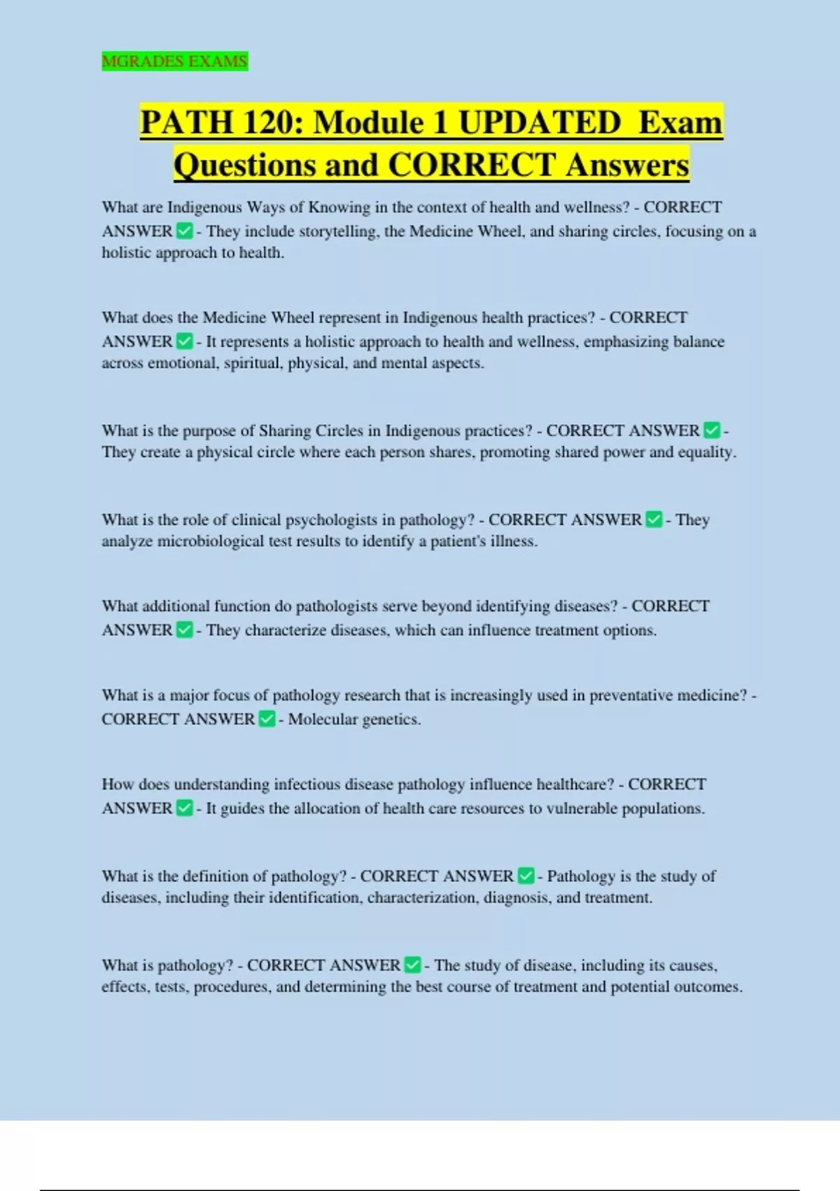 Learning Path Question Answers PATH 120: Module 1 UPDATED Exam Questions and CORRECT Answers - Path ...
