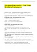 Veterinary Pharmacology Final Exam 