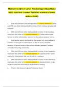 Memory &lpar;AQA A-Level Psychology&rpar; Questions with verified correct detailed answers latest update 2025