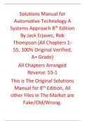 Solutions Manual for Automotive Technology A Systems Approach 8th Edition By Jack Erjavec&comma; Rob Thompson
