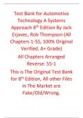 Test Bank For Automotive Technology A Systems Approach 8th Edition By Jack Erjavec&comma; Rob Thompson
