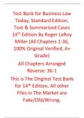 Test Bank For Business Law Today&comma; Standard Edition&comma; Text & Summarized Cases 14th Edition By Roger LeRoy Miller