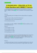 FAIR HOUSING  UPDATED ACTUAL    Exam Questions and CORRECT Answers 