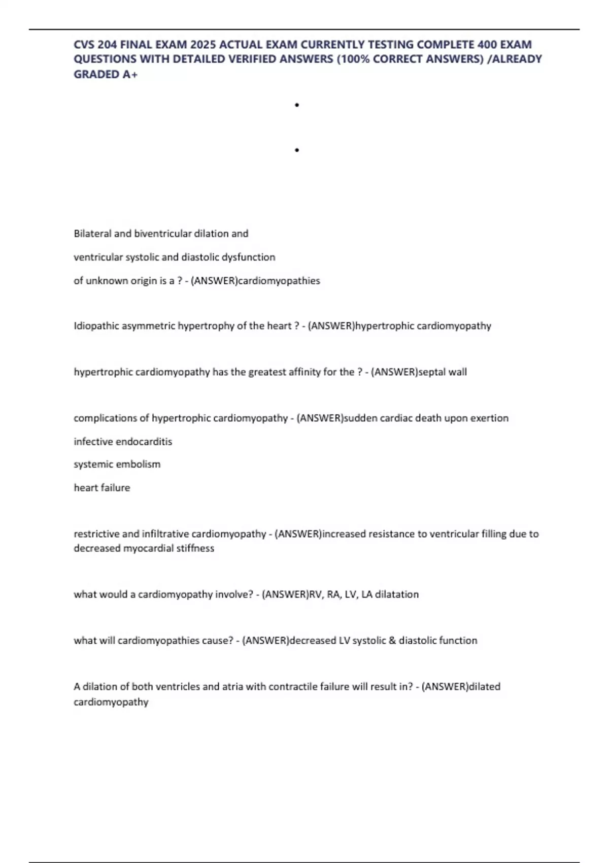 CVS 204 FINAL EXAM 2025 ACTUAL EXAM CURRENTLY TESTING COMPLETE 400 EXAM ...