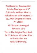 Test Bank  For Construction Jobsite Management 5th Edition By William Mincks&comma; Hal Johnston