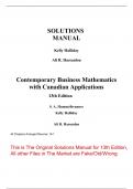 Solutions Manual For Contemporary Business Mathematics with Canadian Applications 13th Edition By Sieg Hummelbrunner&comma; Kelly Halliday&comma; Ali Hassanlou