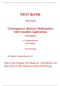 Solutions Manual with Test Bank For Contemporary Business Mathematics with Canadian Applications 13th Edition By Sieg Hummelbrunner&comma; Kelly Halliday&comma; Ali Hassanlou