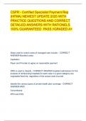 CSPR - Certified Specialist Payment Rep  &lpar;HFMA&rpar; NEWEST UPDATE 2025 WITH  PRACTICE QUESTIONS AND CORRECT   DETAILED ANSWERS WITH RATIONELS   100&percnt; GUARANTEED  PASS &sol;&sol;GRADED A&plus; 