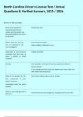 North Carolina Driver's License Test &sol; Actual Questions & Verified Answers&comma; 2025 &sol; 2026&period;