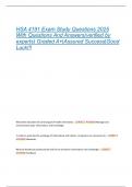HSA 4191 Exam Study Questions 2025  With Questions And Answers&lpar;verified by  experts&rpar; Graded A&plus;&vert;Assured Success&vert;Good  Luck&excl;&excl;&excl; 