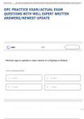 OPC PRACTICE EXAM&sol;ACTUAL EXAM  QUESTIONS WITH WELL EXPERT WRITTEN  ANSWERS&sol;NEWEST UPDATE 