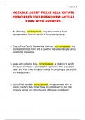 ACEABLE AGENT TEXAS REAL ESTATE  PRINCIPLES 2025 BRAND NEW ACTUAL  EXAM WITH ANSWERS&period;