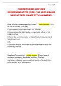 CONTRACTING OFFICER  REPRESENTATIVE &lpar;COR&rpar; 101 2025 BRAND  NEW ACTUAL EXAM WITH ANSWERS&period; 