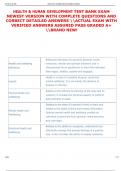 HEALTH & HUMAN DEVELOPMENT TEST BANK EXAM  NEWEST VERSION WITH COMPLETE QUESTIONS AND  CORRECT DETAILED ANSWERS ACTUAL EXAM WITH  VERIFIED ANSWERS ASSURED PASS GRADED A&plus;  BRAND NEW&excl;
