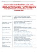 HEALTH & HUMAN DEVELOPMENT TEST BANK EXAM 1  NEWEST VERSION WITH COMPLETE QUESTIONS AND  CORRECT DETAILED ANSWERS ACTUAL EXAM WITH  VERIFIED ANSWERS ASSURED PASS GRADED A&plus;  BRAND NEW&excl; 