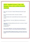 BTEC Applied Science Unit 1B3- Biology exam with verified detailed solutions
