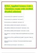 BTEC Applied Science Unit 1 Chemistry exam &lpar;271 questions&rpar; with verified detailed solutions 