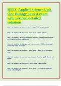 BTEC Applied Science Unit One Biology newest exam &lpar;126 questions&rpar; with verified detailed solutions