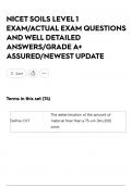 NICET SOILS LEVEL 1 EXAM&sol;ACTUAL EXAM QUESTIONS AND WELL DETAILED ANSWERS&sol;GRADE A&plus; ASSURED&sol;NEWEST UPDATE