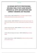 UX DESIGN INSTITUTE PROFESSIONAL DIPLOMA FINAL 180 QUESTIONS AND WELL ELABORATED ANSWERS JUST RELEASED THIS YEAR