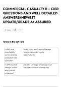 COMMERCIAL CASUALTY II &ndash; CISR QUESTIONS AND WELL DETAILED ANSWERS&sol;NEWEST UPDATE&sol;GRADE A&plus; ASSURED