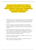TULANE ROLLINS PSYCH TEST 3  2025&sol;2026 ACCURATE QUESTIONS  WITH CORRECT DETAILED ANSWERS &vert;&vert;  100&percnt; GUARANTEED PASS  <RECENT VERSION> 