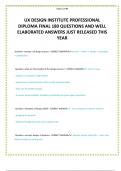UX DESIGN INSTITUTE PROFESSIONAL DIPLOMA FINAL 180 QUESTIONS AND WELL ELABORATED ANSWERS JUST RELEASED THIS YEAR