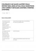 COLORADO CAR SALES MASTERY EXAM  NEWEST 2024-2025 ACTUAL EXAM QUESTIONS  AND CORRECT DETAILED ANSWERS &lpar;VERIFIED  ANSWERS&rpar;
