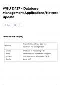 WGU D427 - Database Management Applications&sol;Newest Update