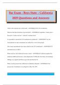 Bar Exam - Boys State &ndash; California 2025 Questions and Answers