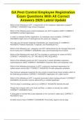 GA Pest Control Employee Registration Exam Questions With All Correct Answers 2025 Latest Update